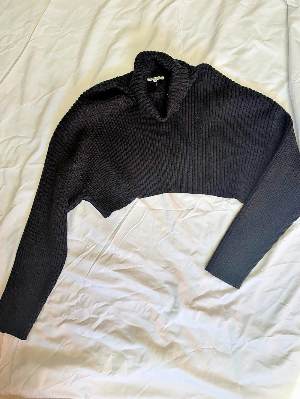 Mimosa Black Ribbed Turtleneck Crop Sweater